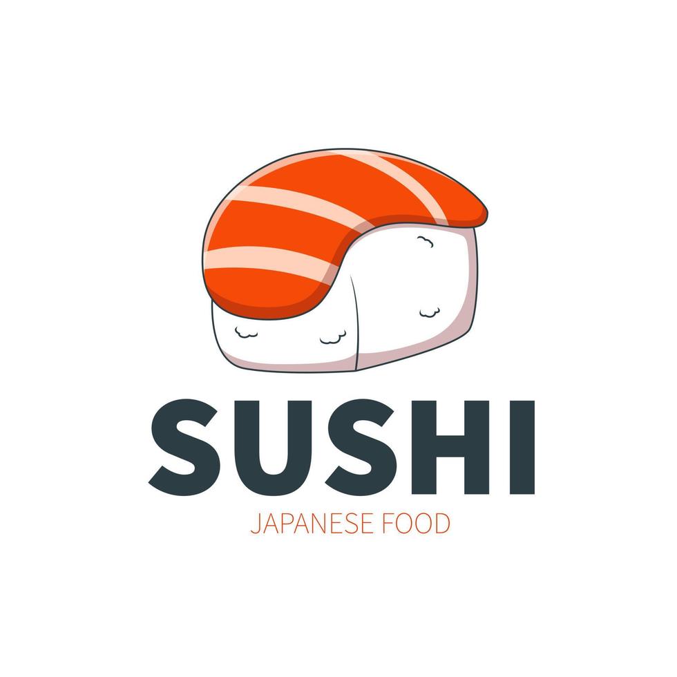 Sushi Logo Vorlage zum japanisch Essen Cafe mit Lachs Sushi vektor