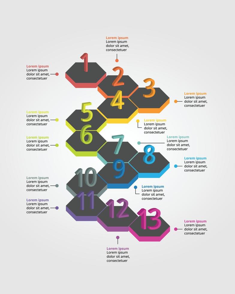 Zeitleiste mit Nummer Vorlage zum Infografik Präsentation Vorlage mit 13 Element zum Banner vektor