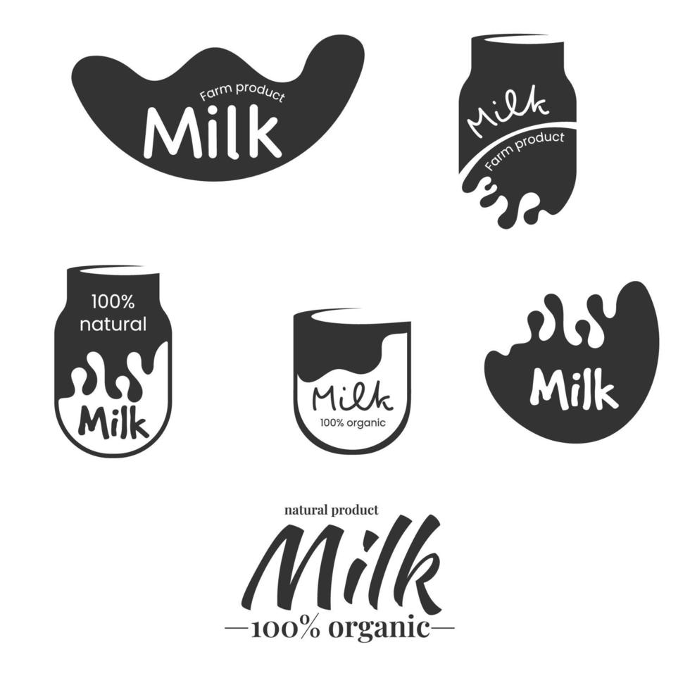 mjölk logotyp uppsättning. färsk mejeri produkt. vektor