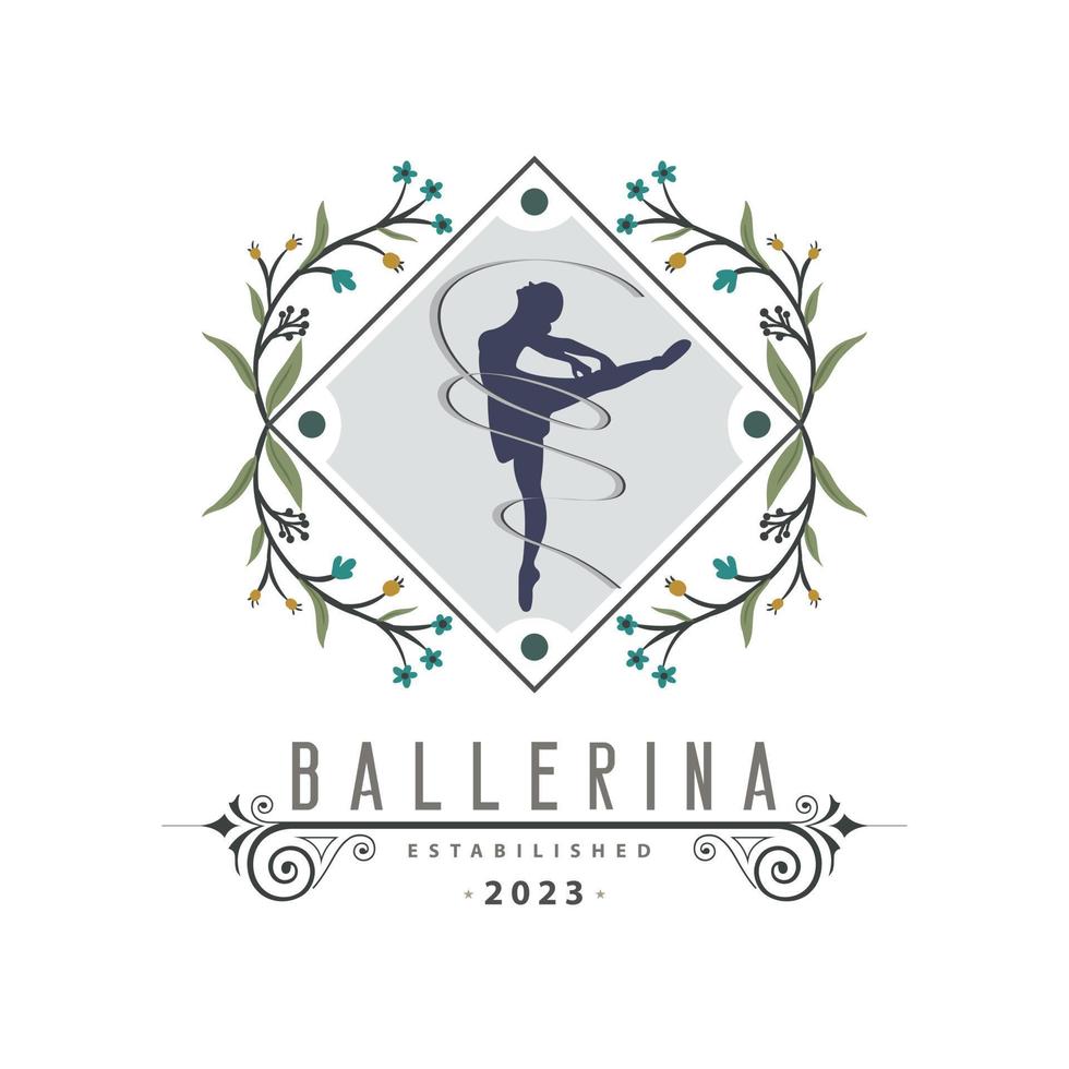 Ballerina tanzen im Ballett Bewegung tanzen Stil Logo Vorlage Design Vektor zum Marke oder Unternehmen und andere