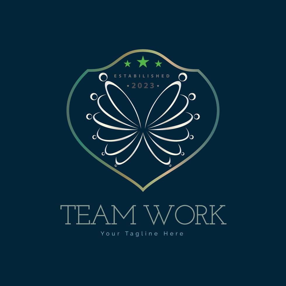 Mannschaft Arbeit Verbindung Schmetterling Linie Schild Logo Design Vorlage zum Marke oder Unternehmen und andere vektor