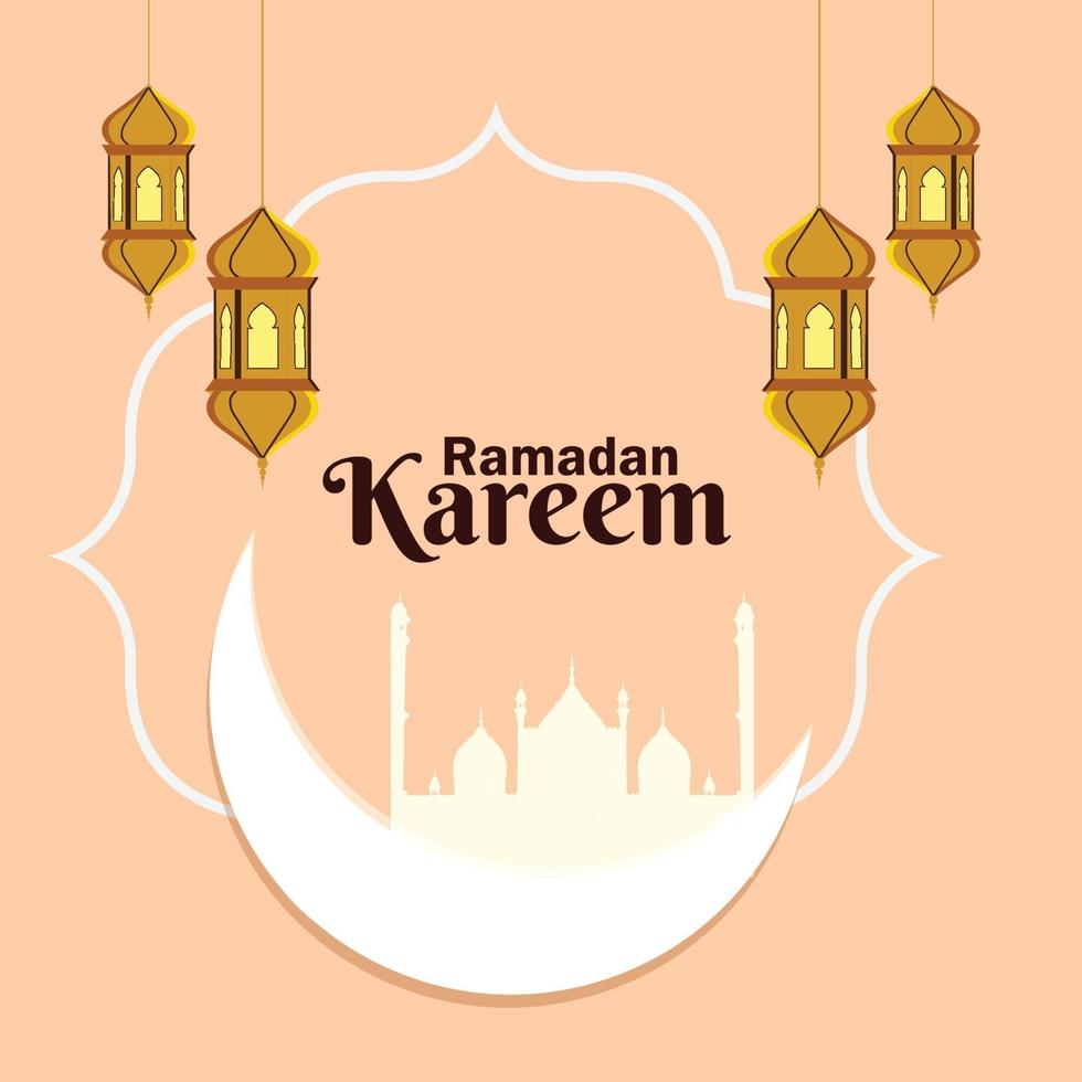 ramadan kareem eller eid mubarak firande bakgrund med arabiska gyllene lykta vektor