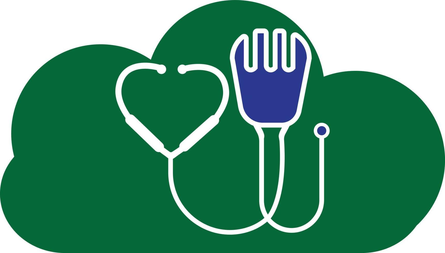 medicinsk mat vektor logotyp mall. detta design använda sig av gaffel symbol. lämplig för hälsa.