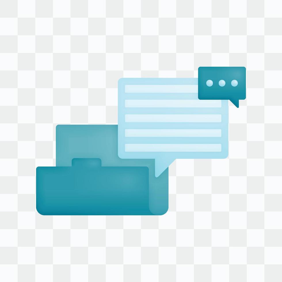 vektor ikon med 3d framställa stil av mappar och dialog bubblor för lagring och arkiv chatt eller konversation, kommentarer respons och Stöd data. kan vara Begagnade för annonser, affisch, börja appar, baner, webb