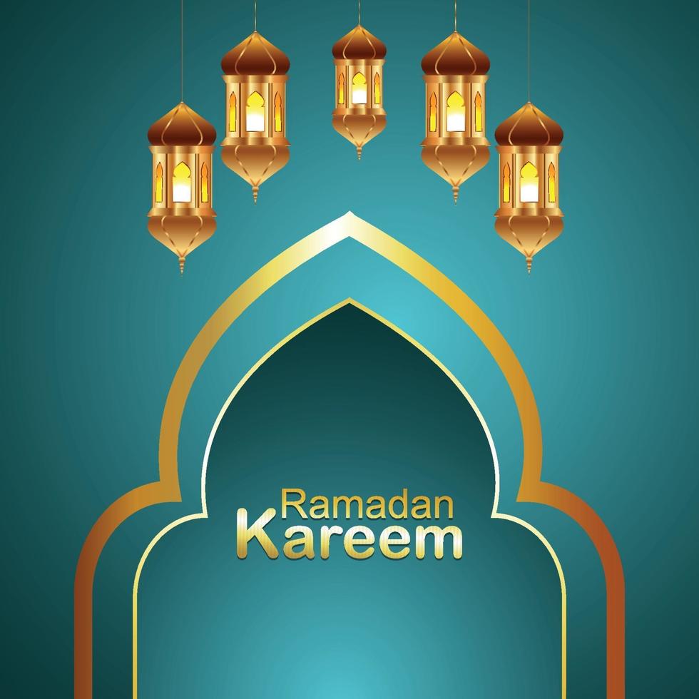 ramadan kareem vektorillustration med kreativa gyllene lykta vektor