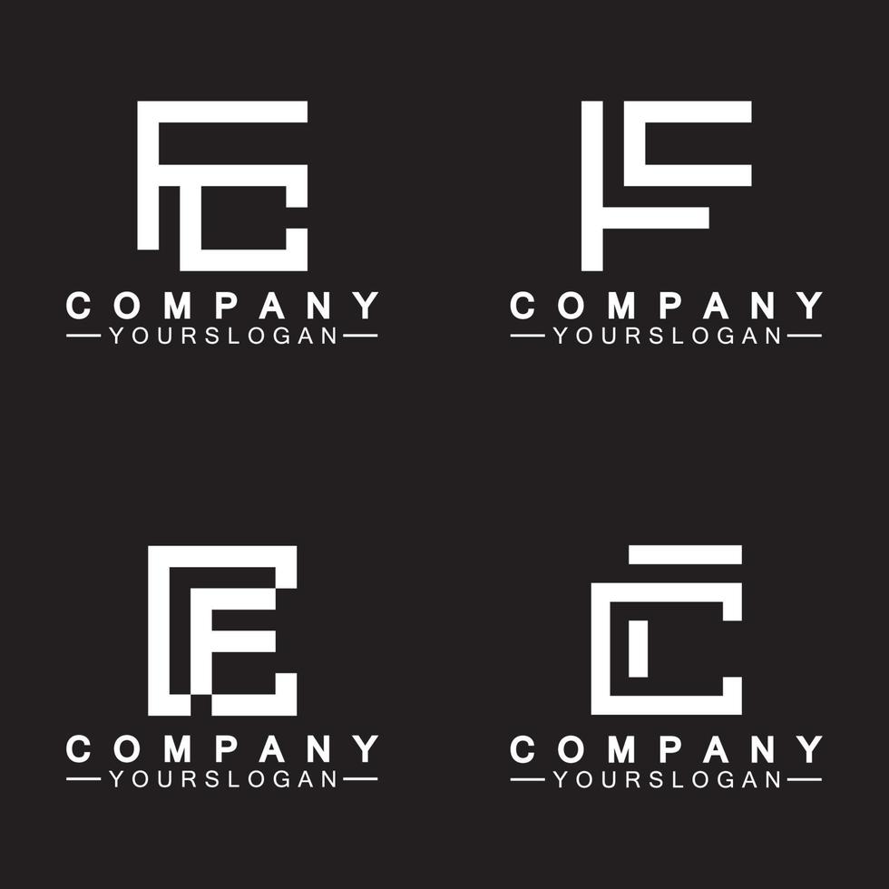 alfabet brev monogram logotyp cf,fc,c och f, elegant och professionell vit Färg brev ikon design på svart bakgrund. vektor