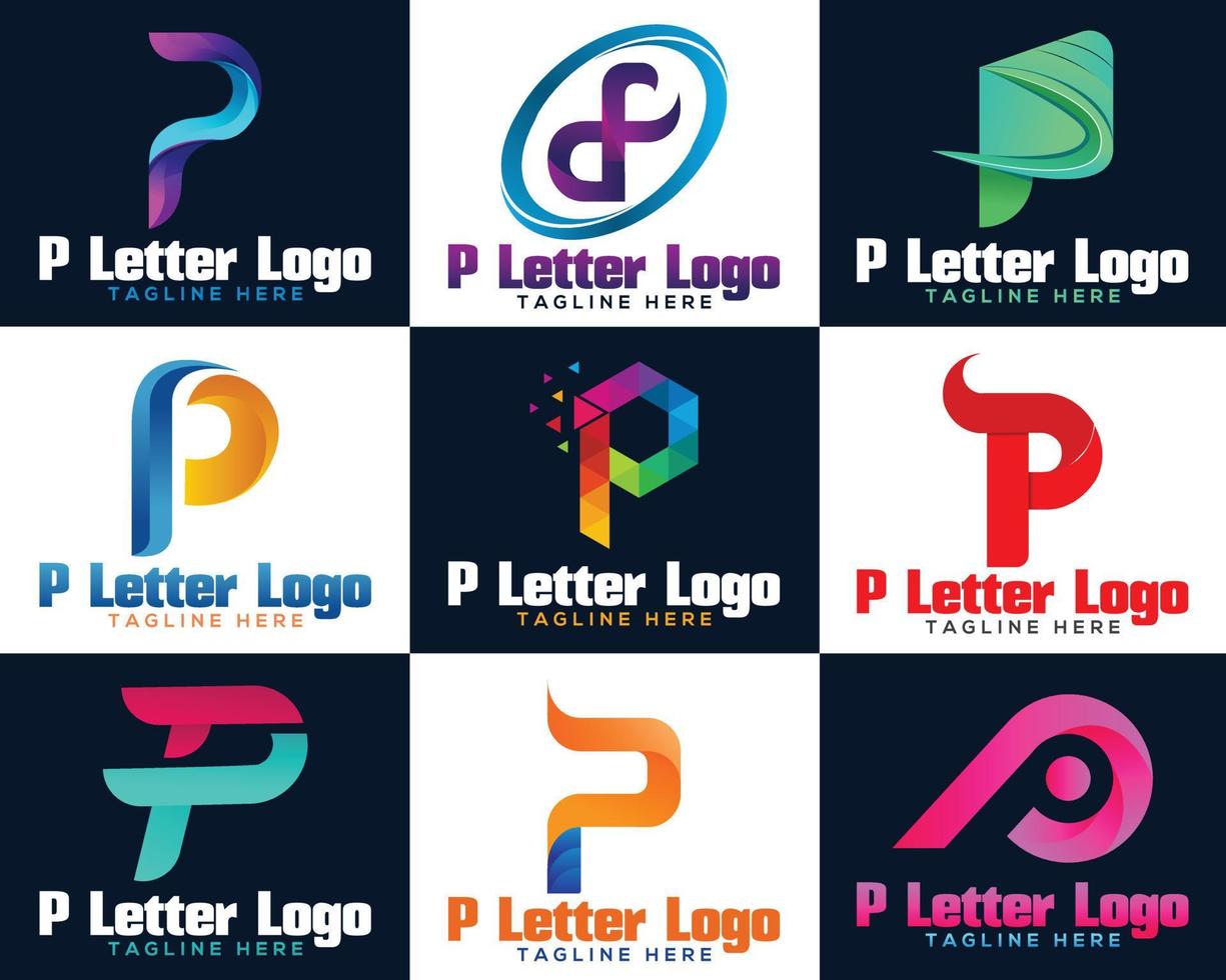 Brief p Initiale abstrakt Gradient Suche Logo Design Grafik Elemente. vektor