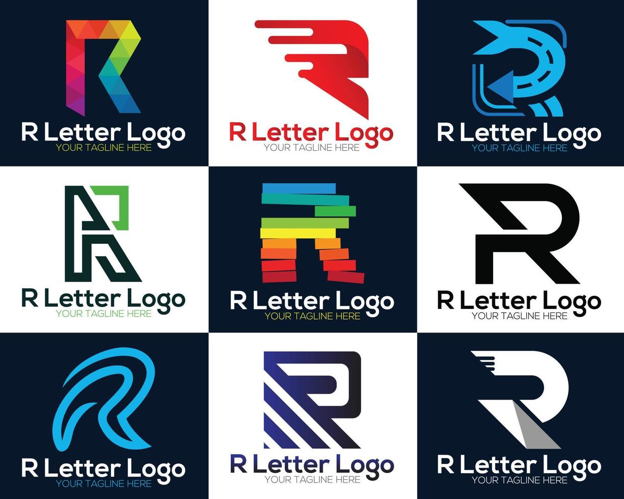 abstrakt färgrik brev r logotyp kreativ design mall. r brev logotyp design mall, r brev. vektor