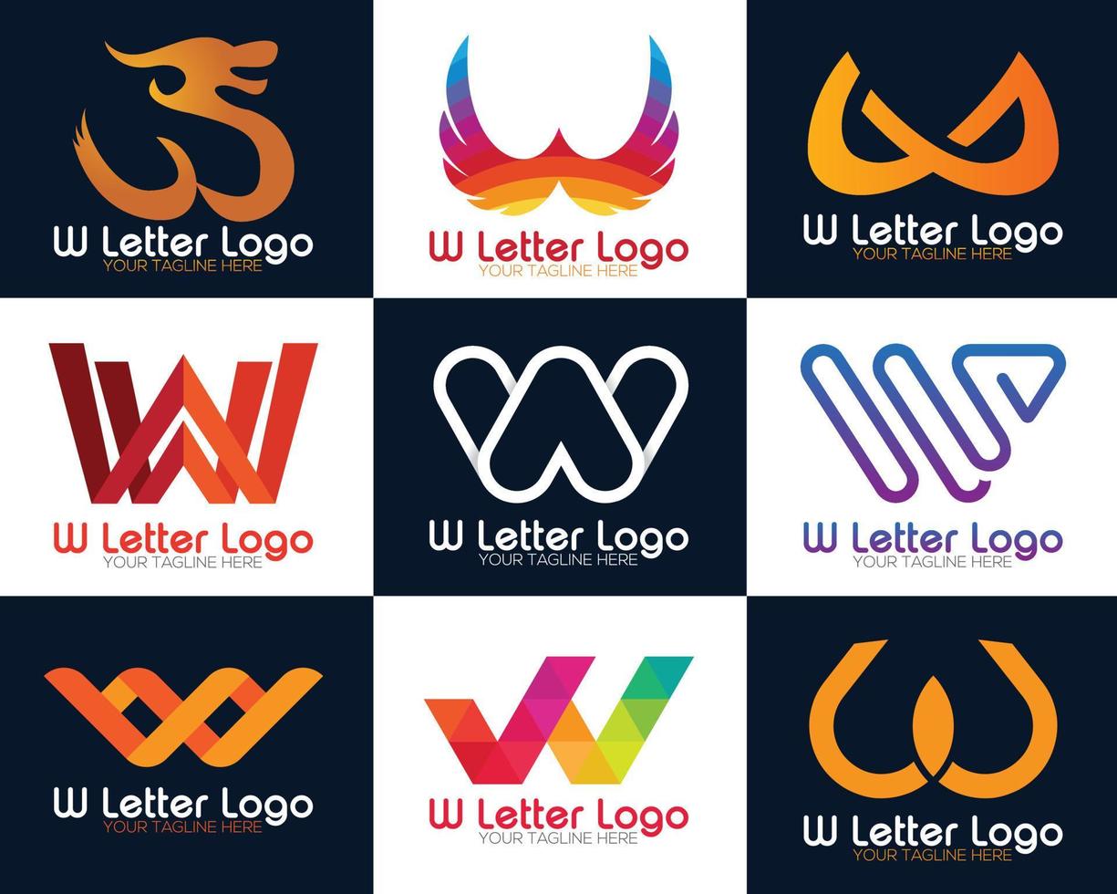 första brev w logotyp samling vektor design mall. brev w logotyp ikon design mall element.