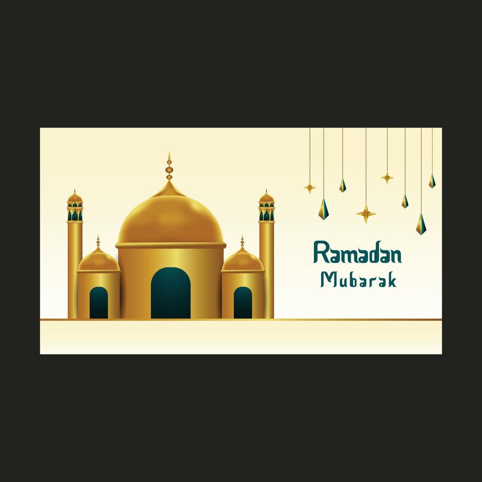 realistisk 3d moské ramadan hälsningar bakgrund vektor