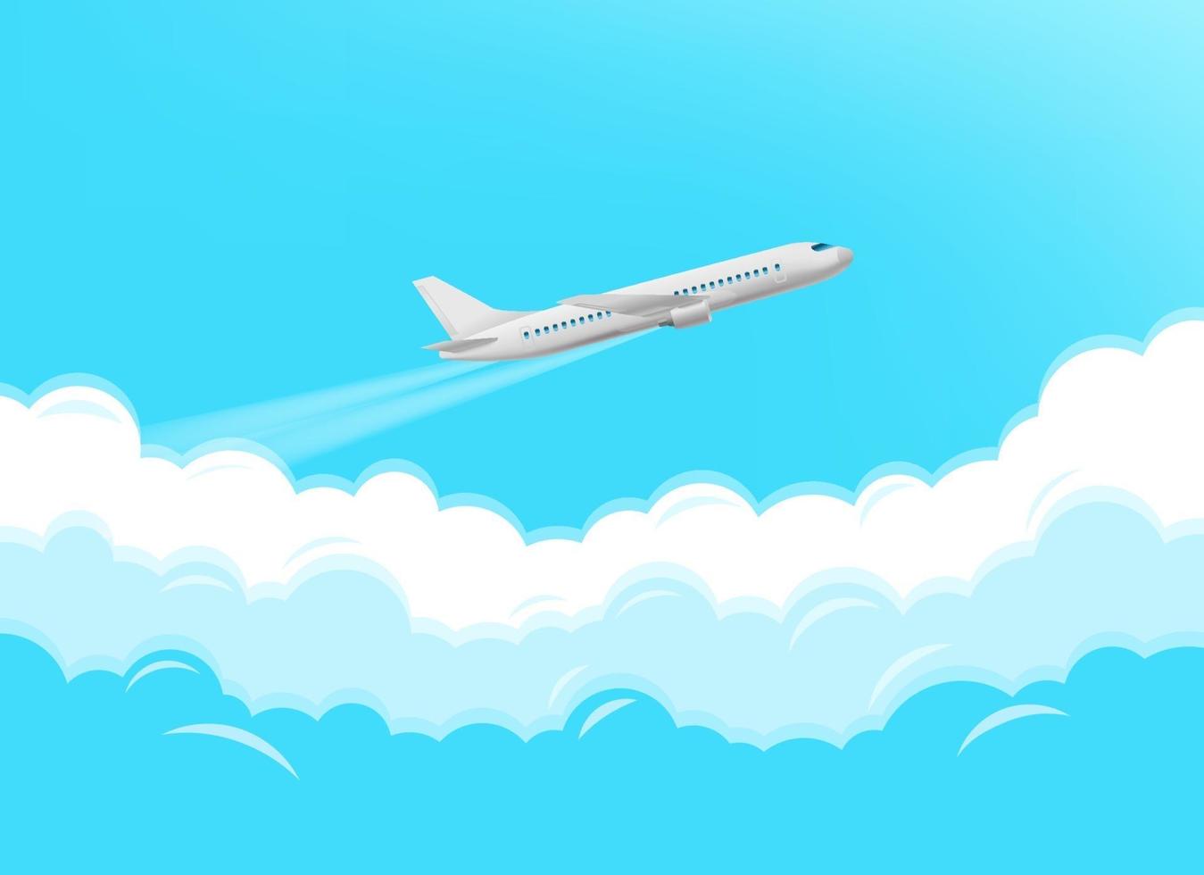Flugzeuge fliegen durch die Wolken vektor