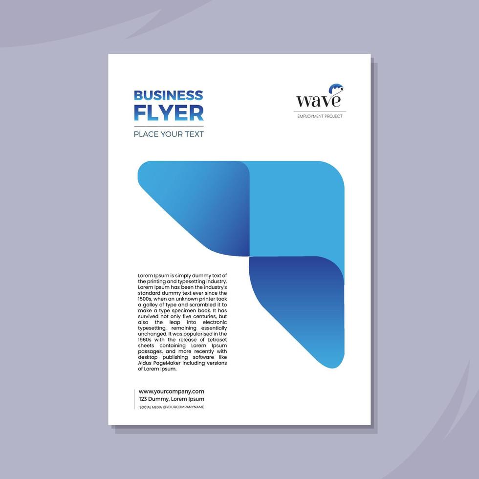 minimal blå Färg ett sida flygblad design vektor