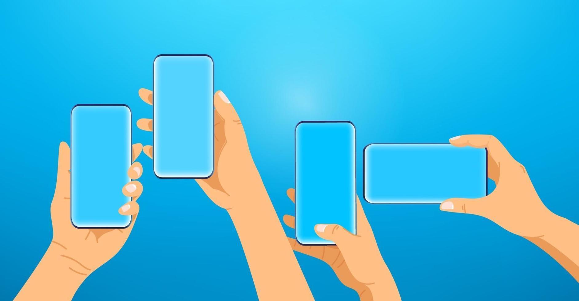 Hände mit modernen Smartphones. Kommunikationskonzept vektor