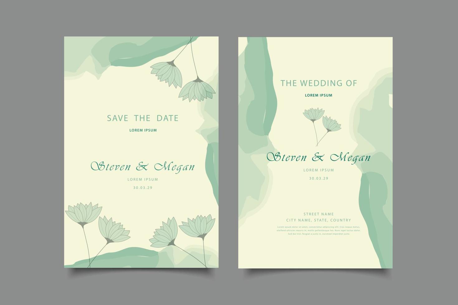 bröllop inbjudan kort malldesign vektor