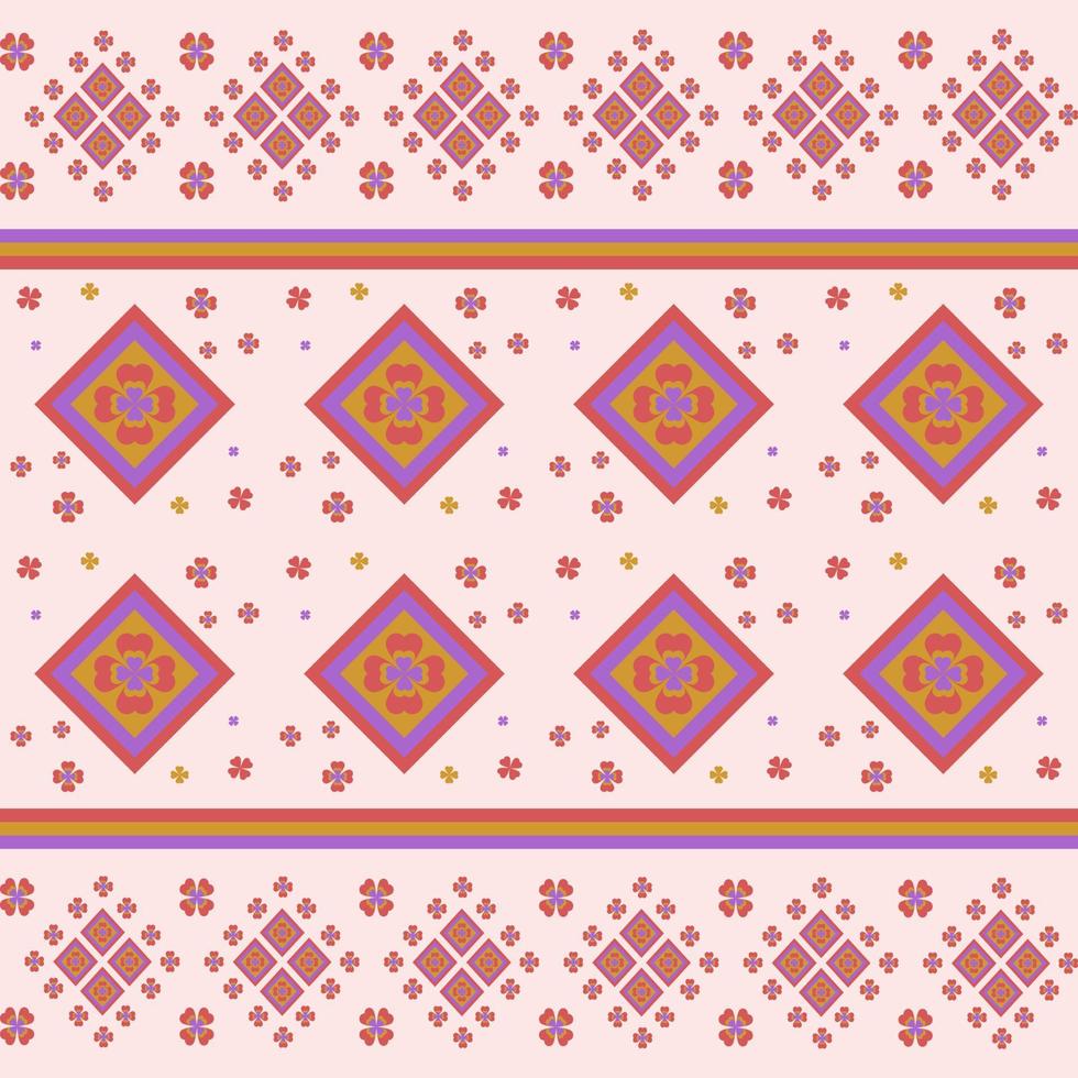 Rosa und violett Blume im geometrisch nahtlos Muster im Vektor Illustration Design zum Fliese, Schal, Teppich, Verpackung Papier, Stoff und Mehr