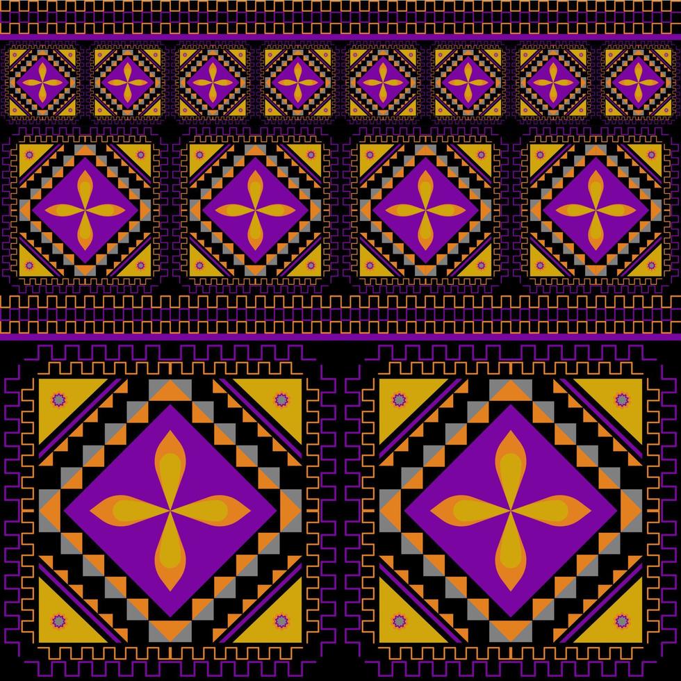 nahtlos Muster im Gelb, violett und schwarz Vektor Illustration Design zum Teppich, Seide, Stoff, Schal und Mehr