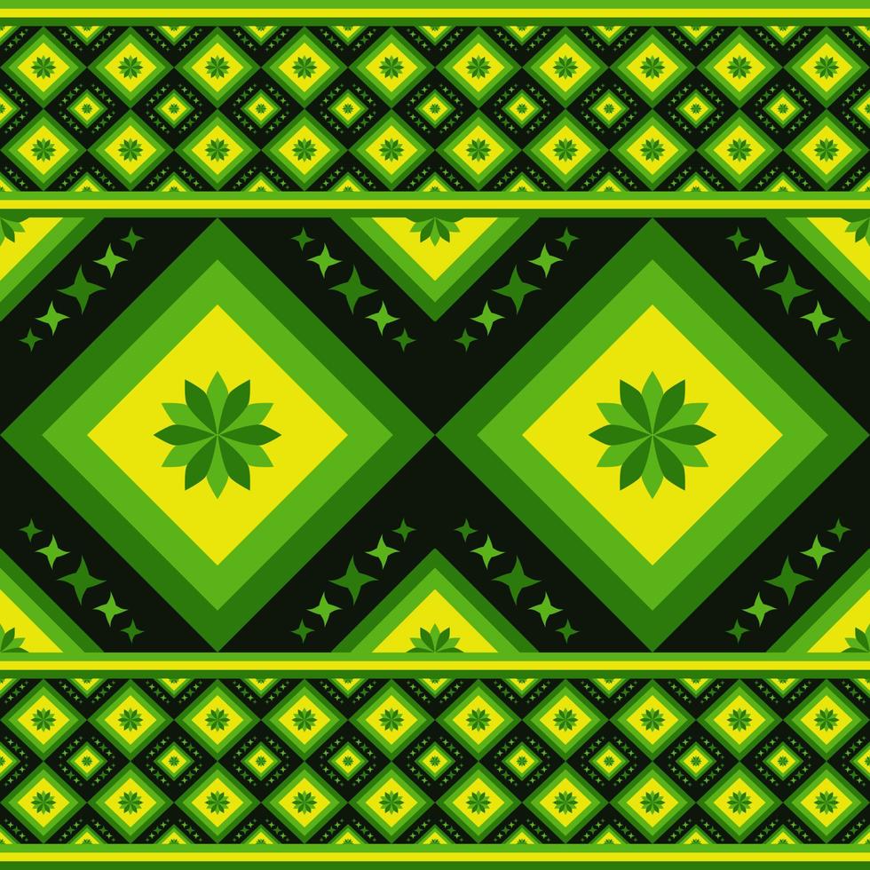 Grün Blatt im geometrisch nahtlos Muster im Vektor Illustration Design zum Schal, Seide, Stoff, Teppich und Mehr