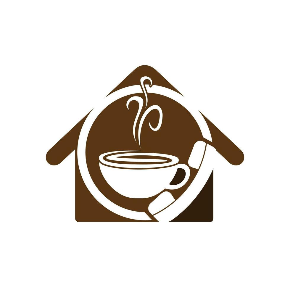 Kaffee-Call-Vektor-Logo-Design. Mobilteil und Cup-Symbol. vektor