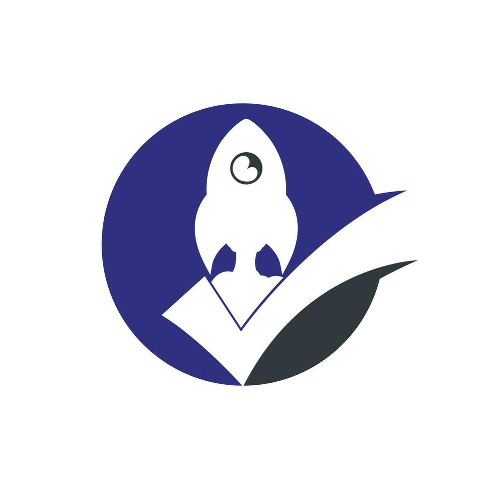 Rakete mit Check-Logo-Design-Vorlage. vektor