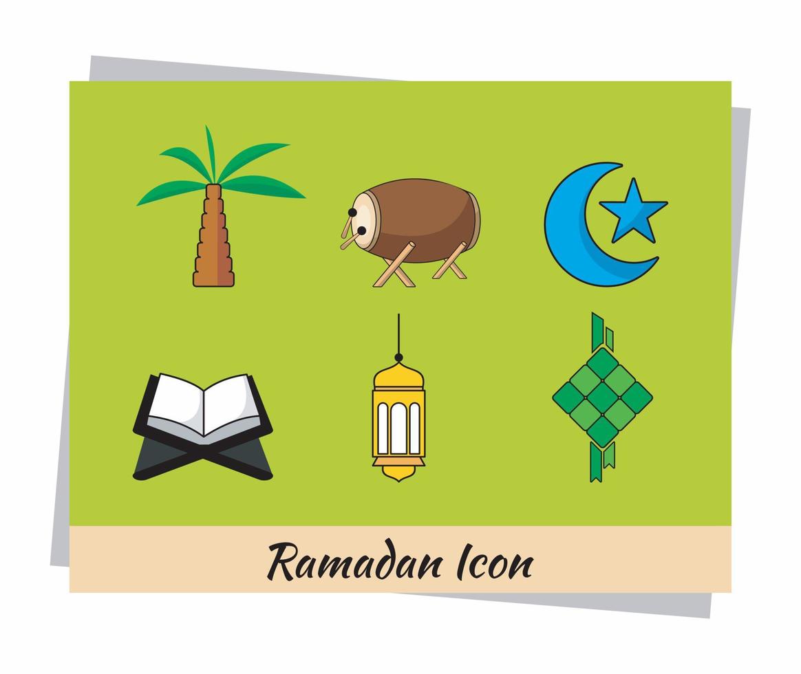 illustration av en uppsättning ikoner ramadan vektor