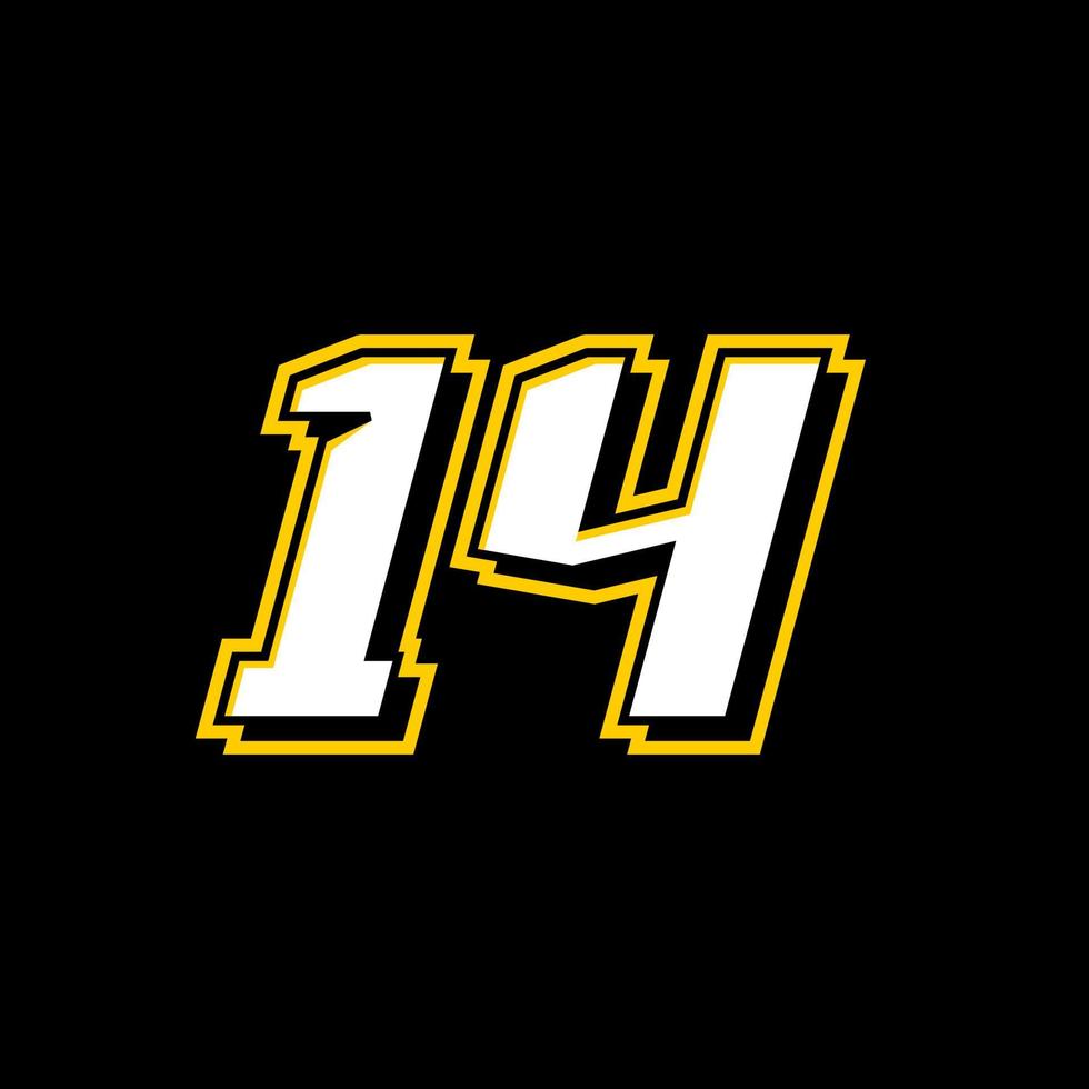 Sport Rennen Nummer 14 Logo Design Vektor