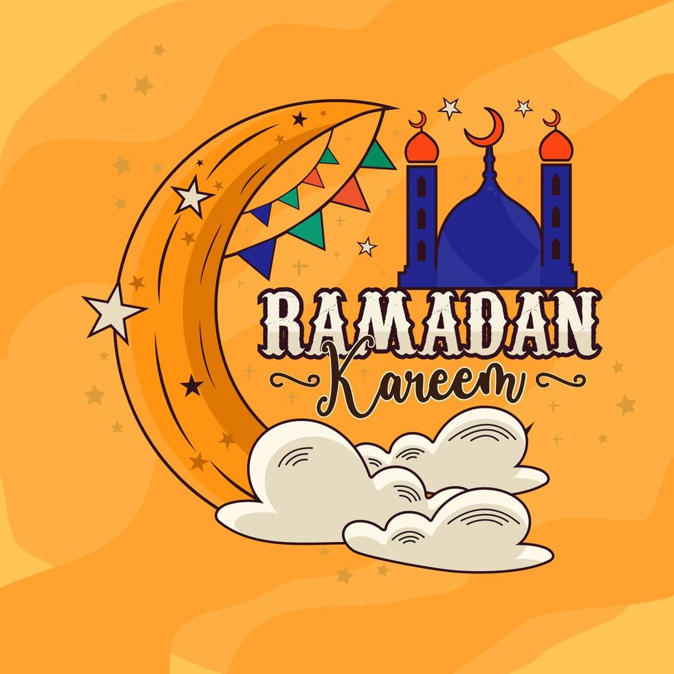 Hand gezeichnet Ramadan kareem Illustration zum das Feier von heilig Monat. vektor