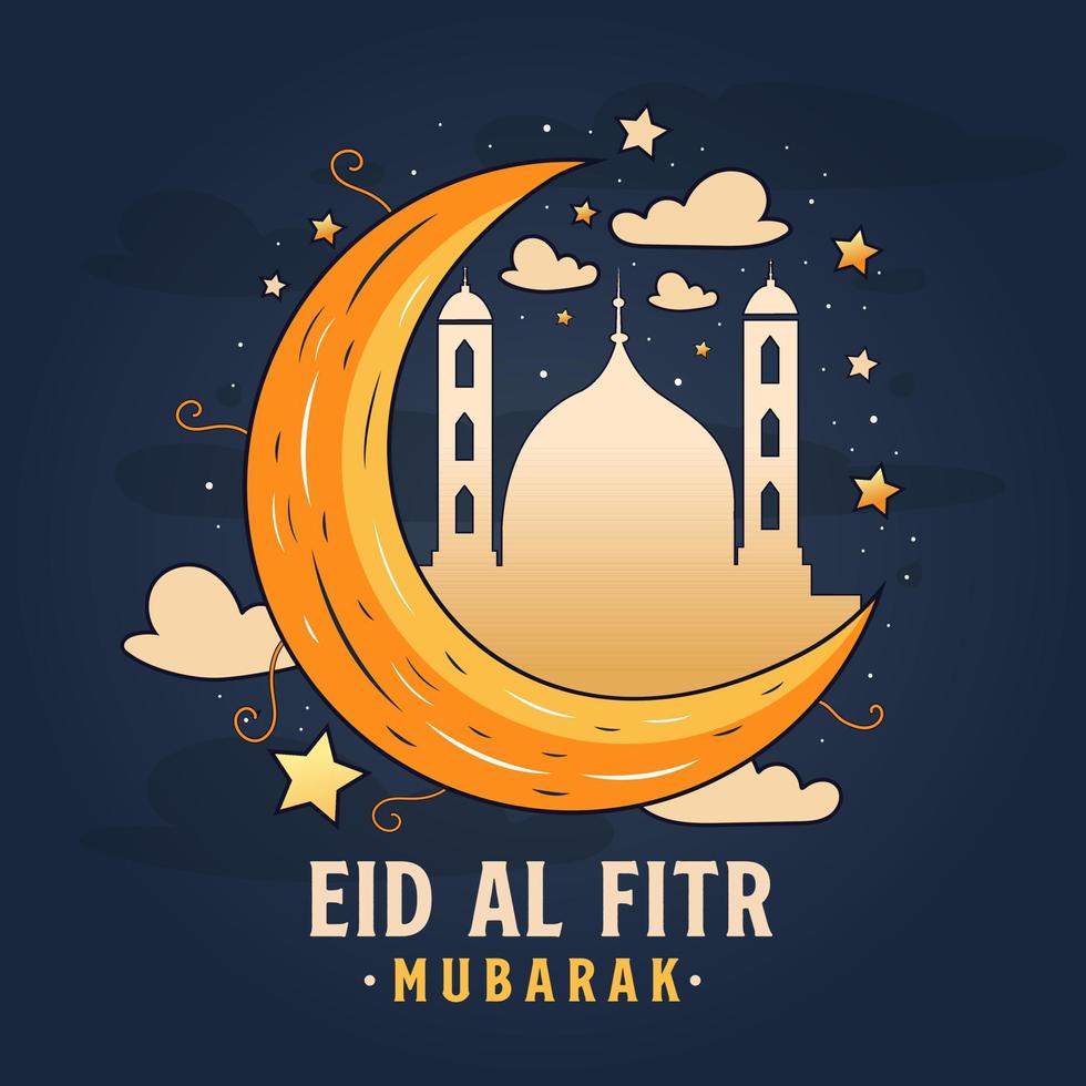 eid al fitr Mubarak Vektor Elemente Gruß Karte mit Vektor Illustration.