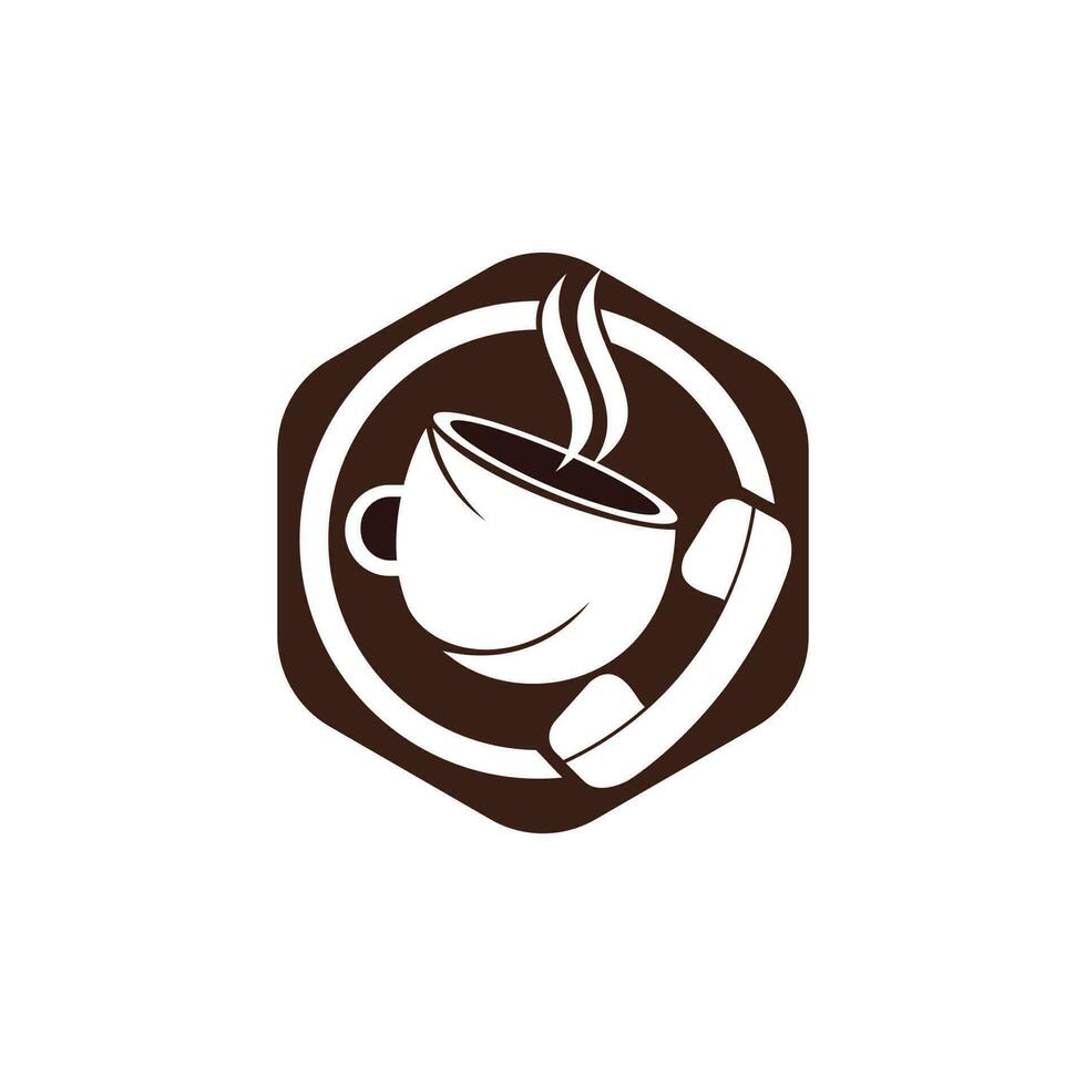 Kaffee-Call-Vektor-Logo-Design. Mobilteil und Cup-Symbol. vektor