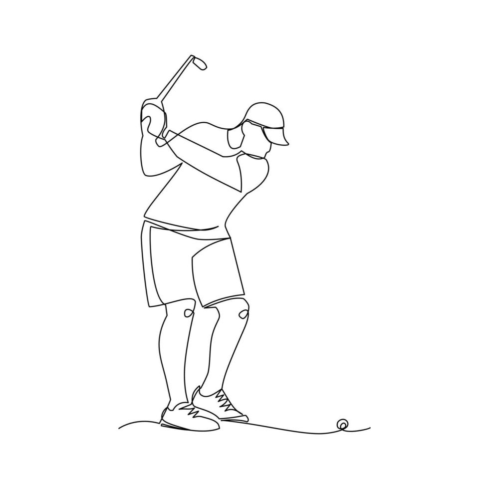 golfspelare vektor illustration dragen i linje konst stil