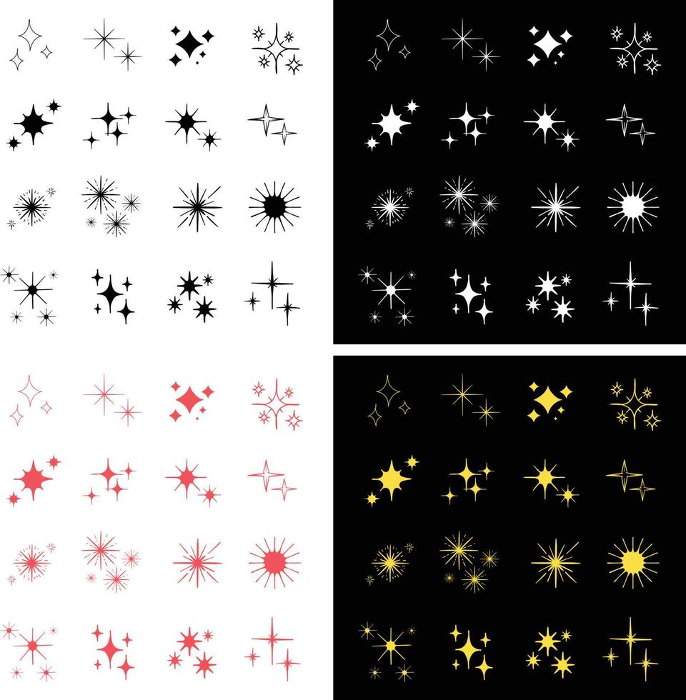 samling av gnistrande stjärnor. vektor illustration för klistermärke, affisch, konst, dekoration, affisch, etc