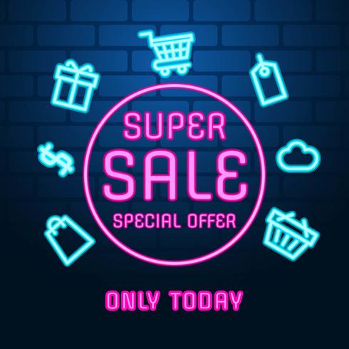 Neon Sale Bakgrund Vector