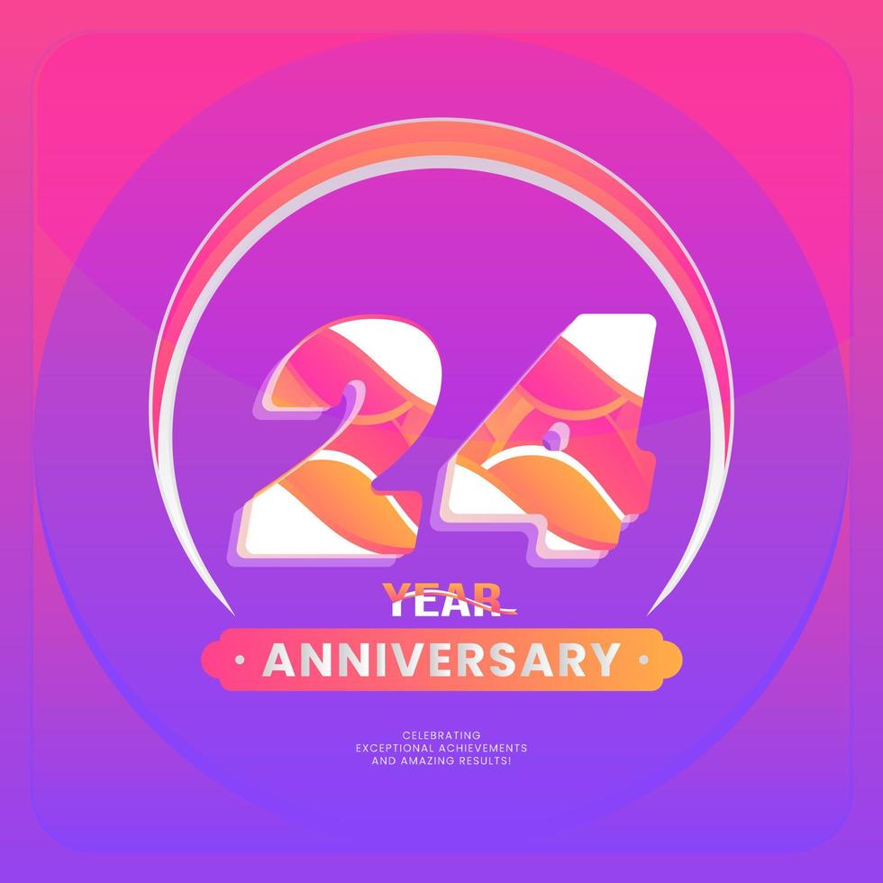 Nummer 24 Vektor Logos zum Jahrestag Feier isoliert auf violett Hintergrund, Vektor Design zum Feier, Einladung Karte, und Gruß Karte.