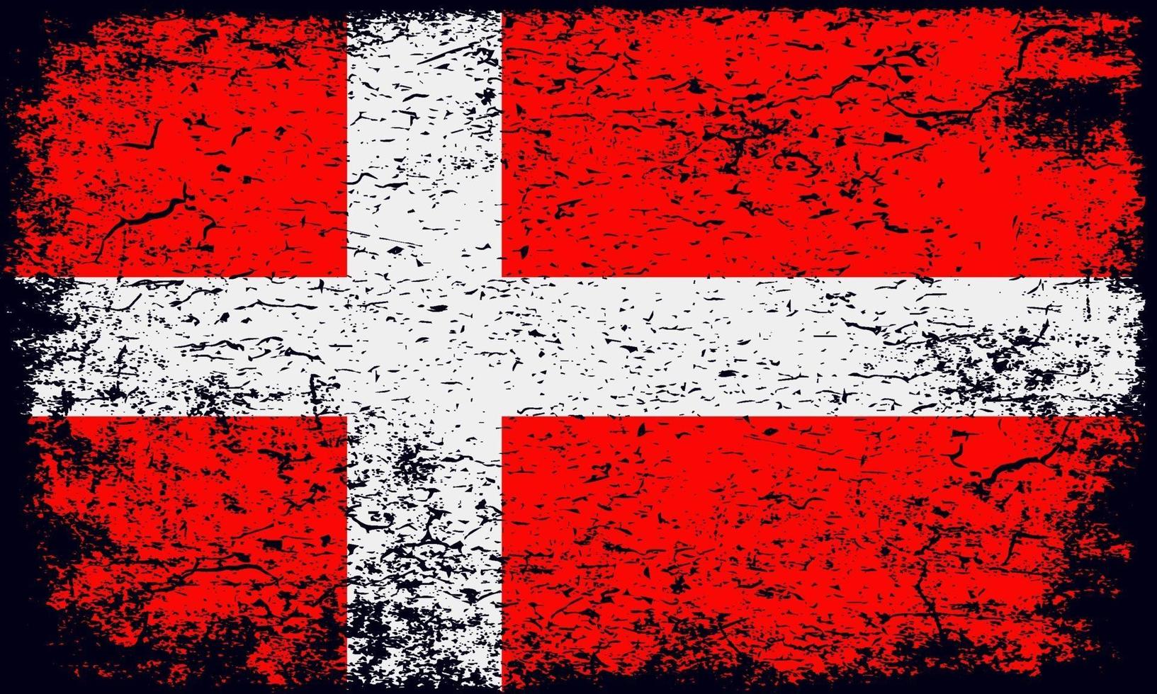 danmark flagga i rostig grunge bedrövad texturerad effekt vektor