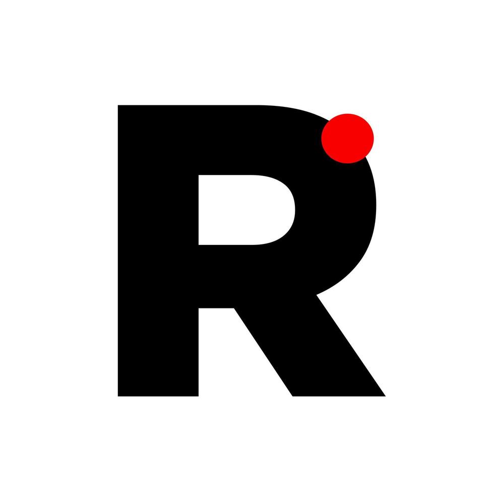 brev r med en röd punkt. r företag monogram. vektor