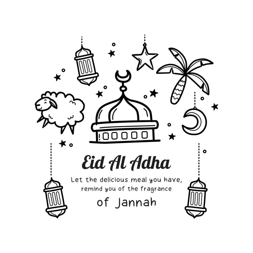 Vektor Illustration von islamisch fest Gekritzel. geeignet zum Poster, Banner, Karte, Symbole, usw auf eid al adha Feier