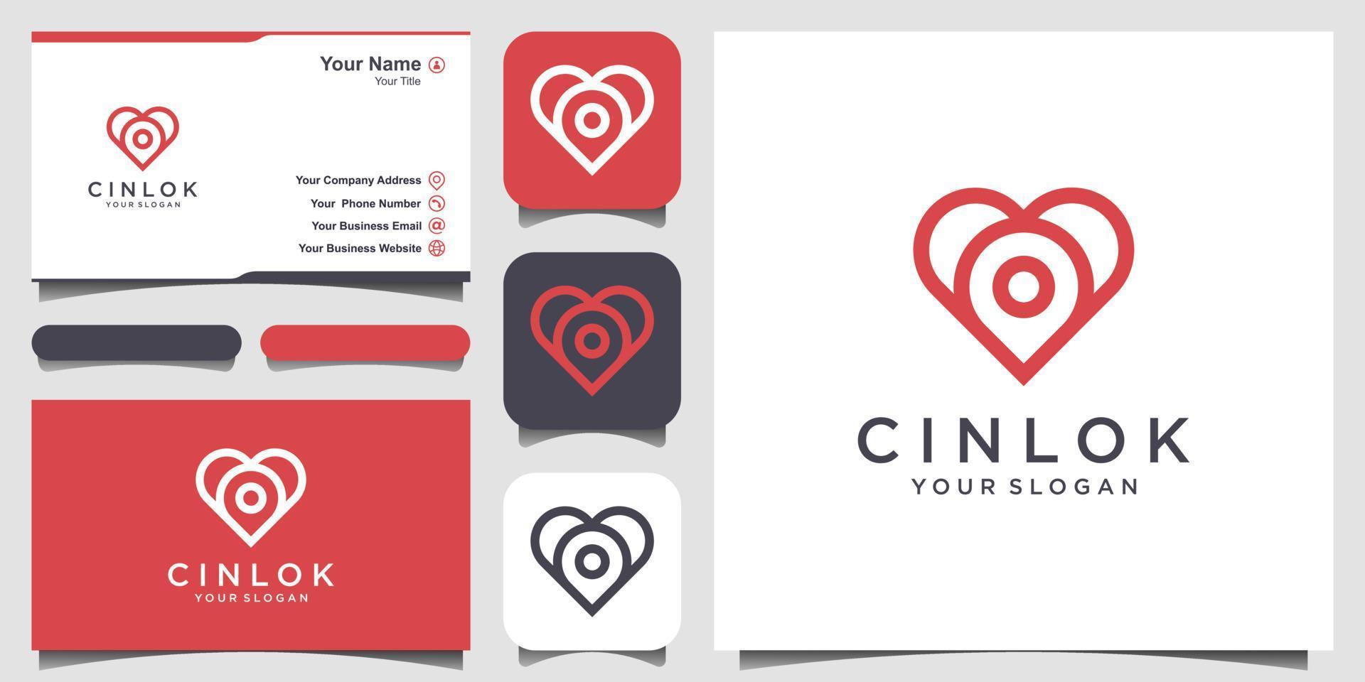 Liebe Ort Logo Design. kombiniert Herz und Karte Marker und Geschäft Karte Design vektor