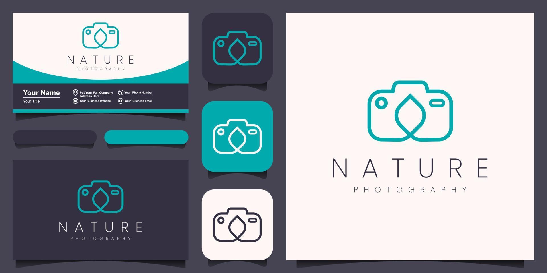 fotografi natur logotyp, design vektor enkel elegant modern stil.