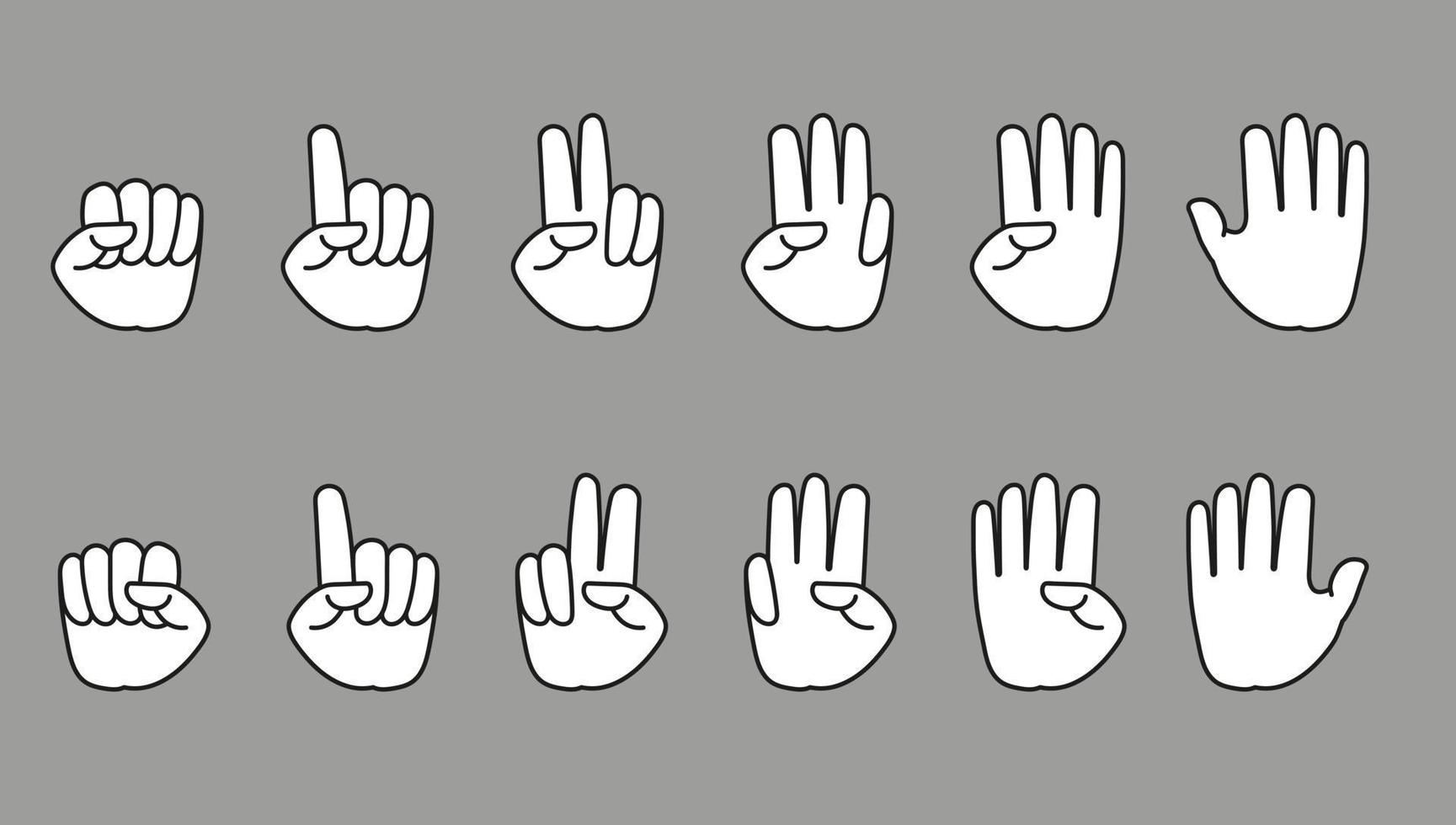 Vektor Illustration von Hand Anzahl Finger einer zu zehn mit links Hand und richtig Hand
