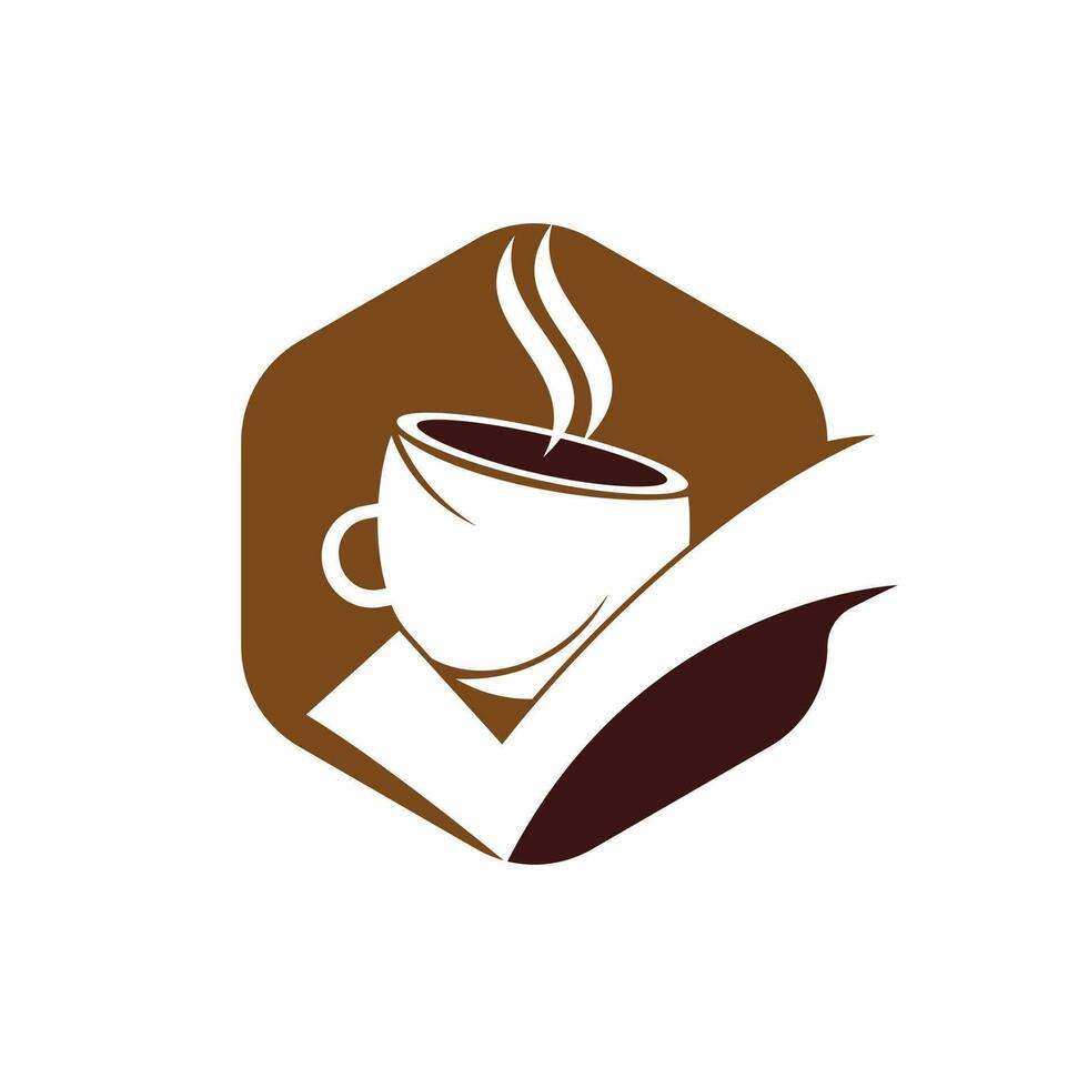 Kaffee-Check-Vektor-Logo-Design. Kaffeetasse mit Häkchen. vektor