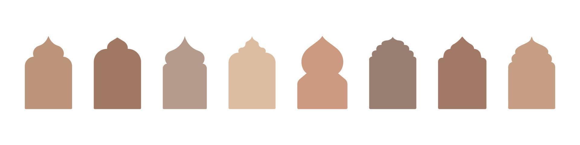 islamisk vektorform av ett fönster eller dörrbåge. arabisk ram set. ramadan kareem siluettikon vektor