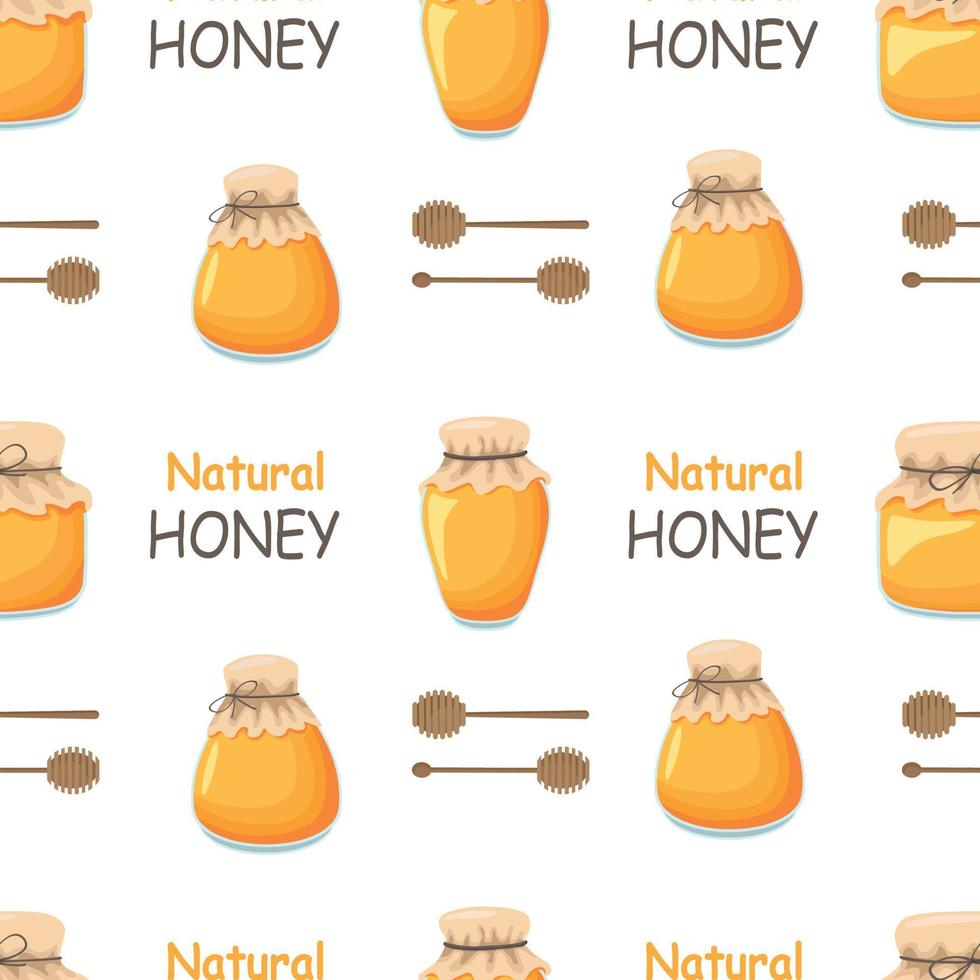 nahtlos Muster mit Biene Honig im ein Glas Krug vektor