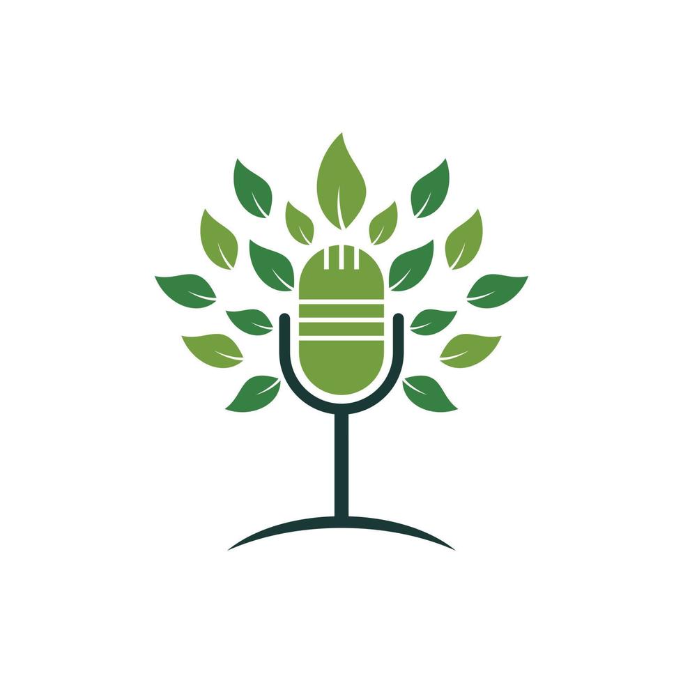 Öko Podcast Vektor Logo Design. Natur sich unterhalten Logo Konzept.