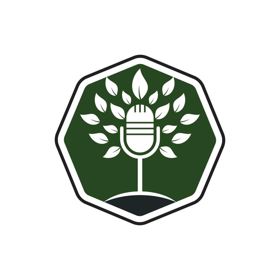 eco podcast vektor logotyp design. natur prata logotyp begrepp.