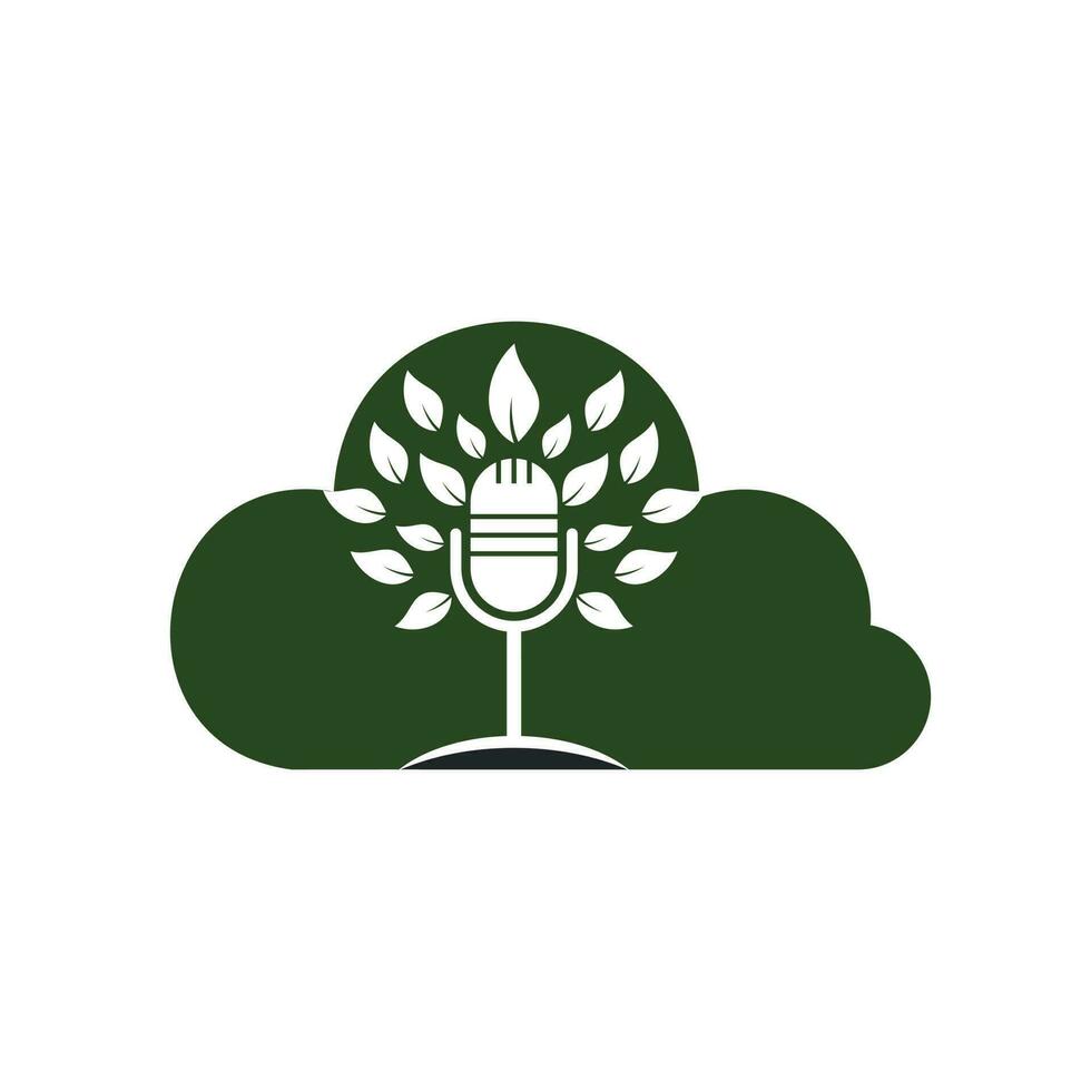 eco podcast vektor logotyp design. natur prata logotyp begrepp.