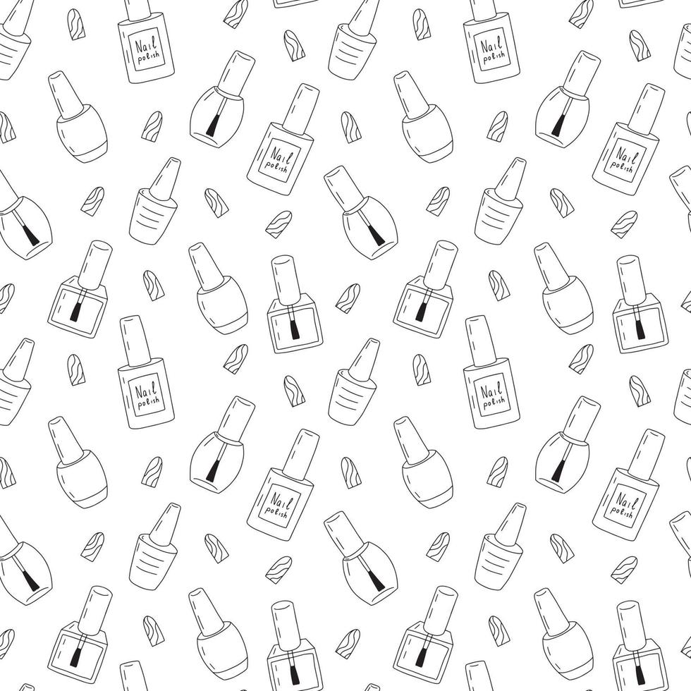 Vektor Gel Polieren Glas Flaschen nahtlos Muster. Hand gezeichnet Gel Polieren Flaschen anders Formen Hintergrund