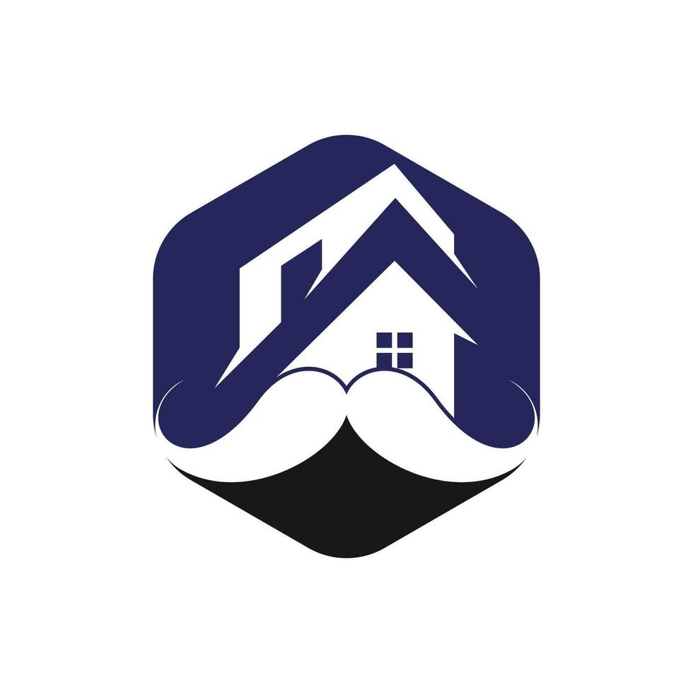 mustasch Hem vektor logotyp design. stark hus logotyp design begrepp.