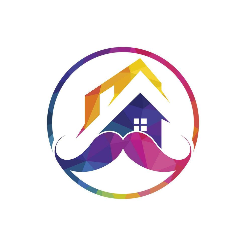 mustasch Hem vektor logotyp design. stark hus logotyp design begrepp.