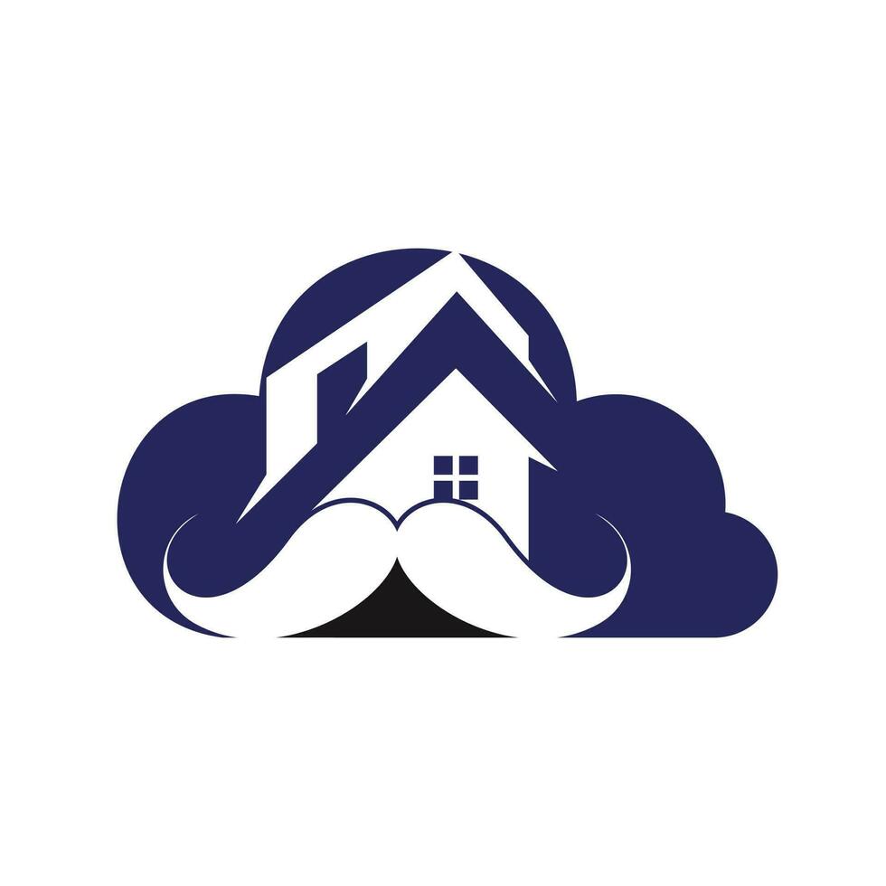 mustasch Hem vektor logotyp design. stark hus logotyp design begrepp.