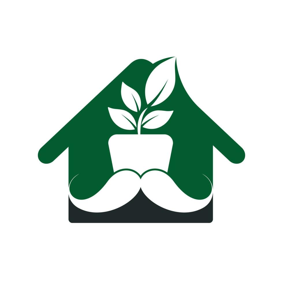 Blume Topf mit Schnurrbart Symbol Logo Design. vektor