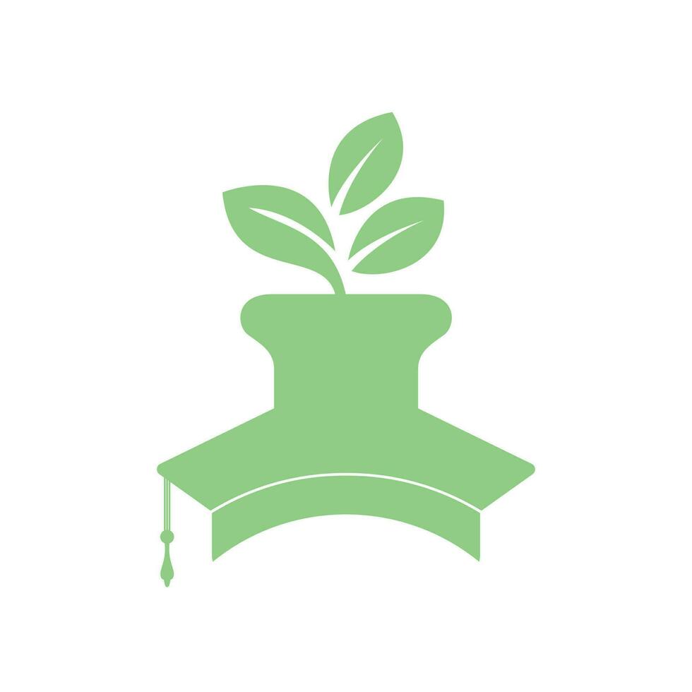 kreativ modern Natur Bildung Logo Design. Abschluss Deckel und Blume Topf Symbol Logo. vektor